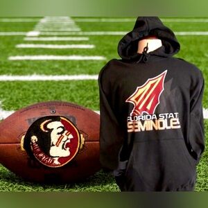 Florida St. Seminoles FSU MEDIUM Black Spear Logo Pullover Hoodie Sweatshirt NWT